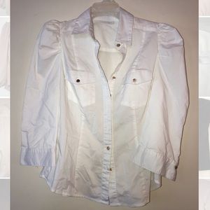 White 3/4 Sleeve Button-Down NY&Company